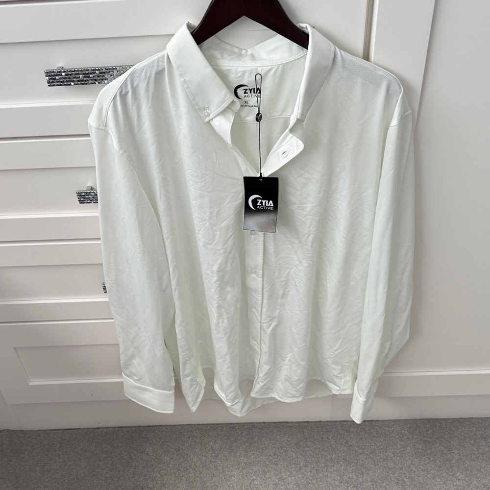 ZYIA Men's Soft White Button Down Shirt